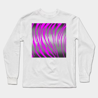 Silver Tiger Stripes Pink Long Sleeve T-Shirt